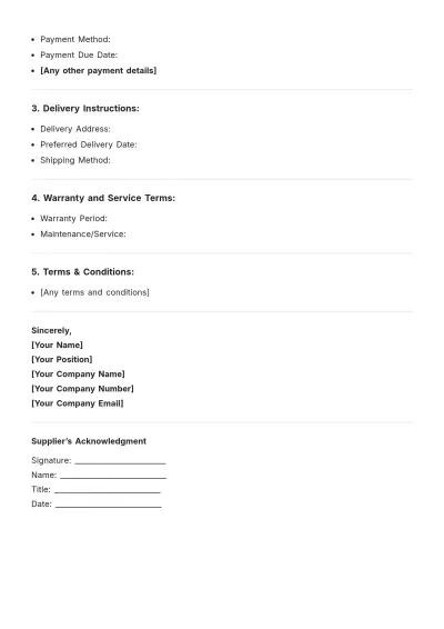 Free Purchase Letter Layout for Equipment Template to Edit Online