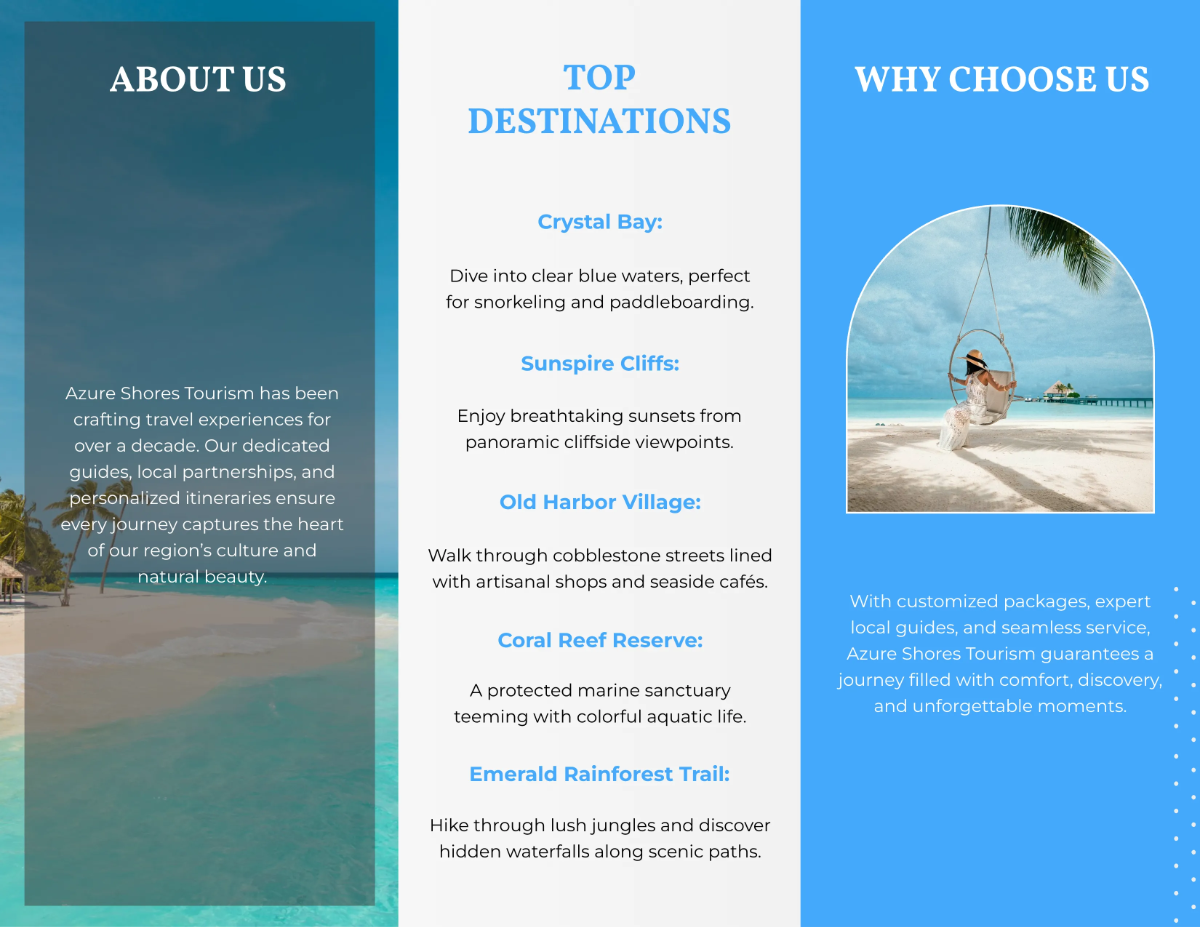 Free Tourism Pamphlet Template to Edit Online