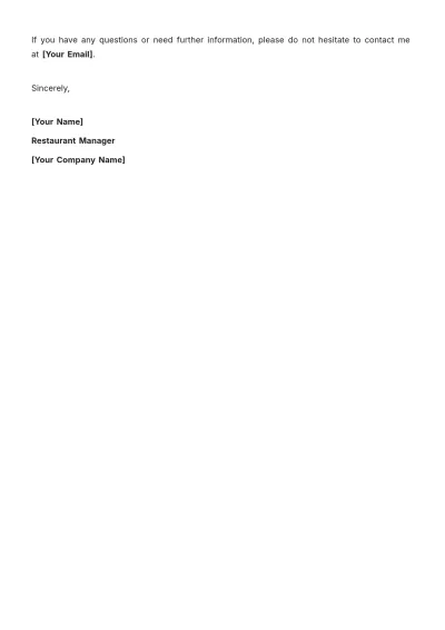 Free Food Service Recommendation Letter Template to Edit Online