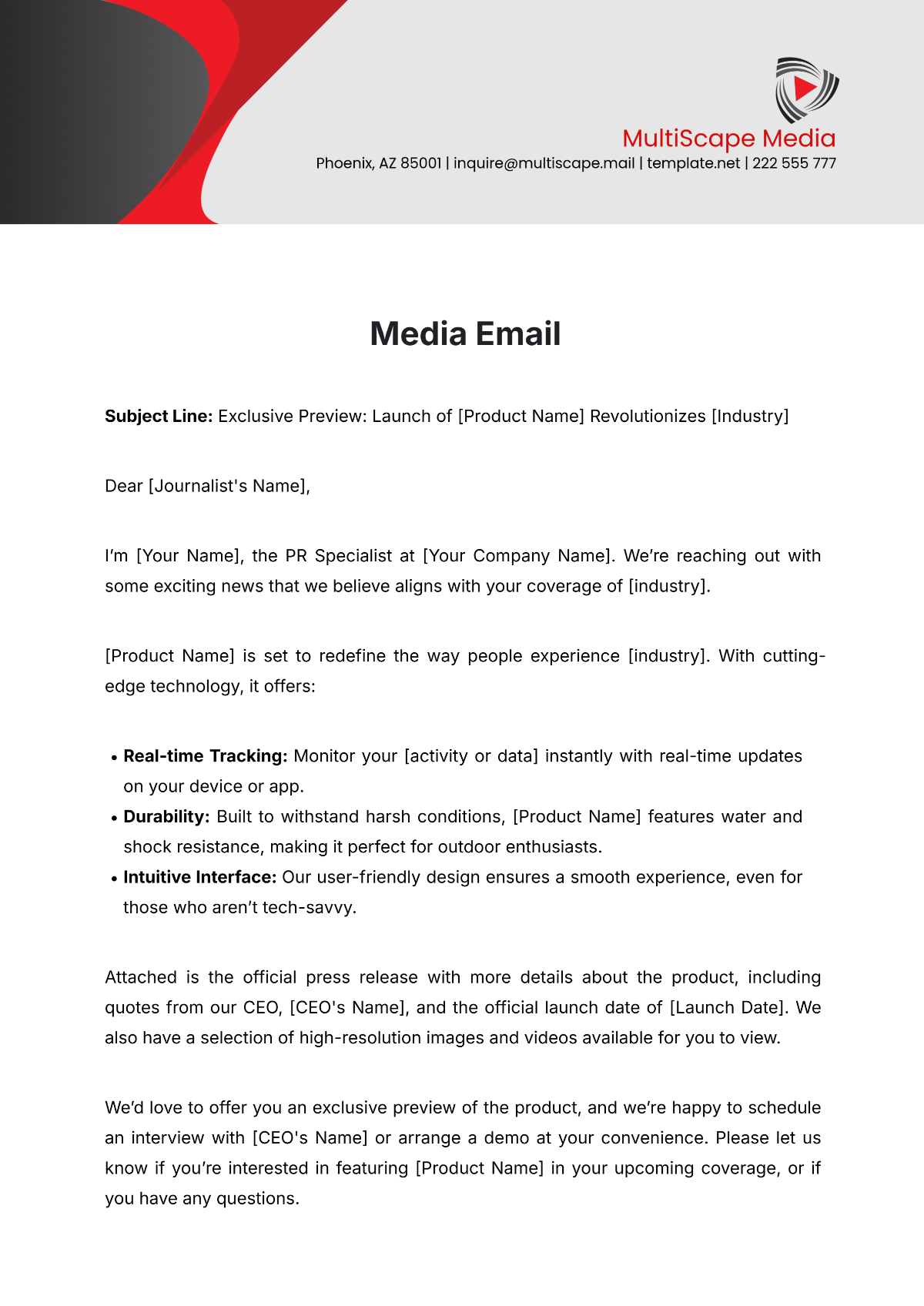 Media Email Template - Edit Online & Download