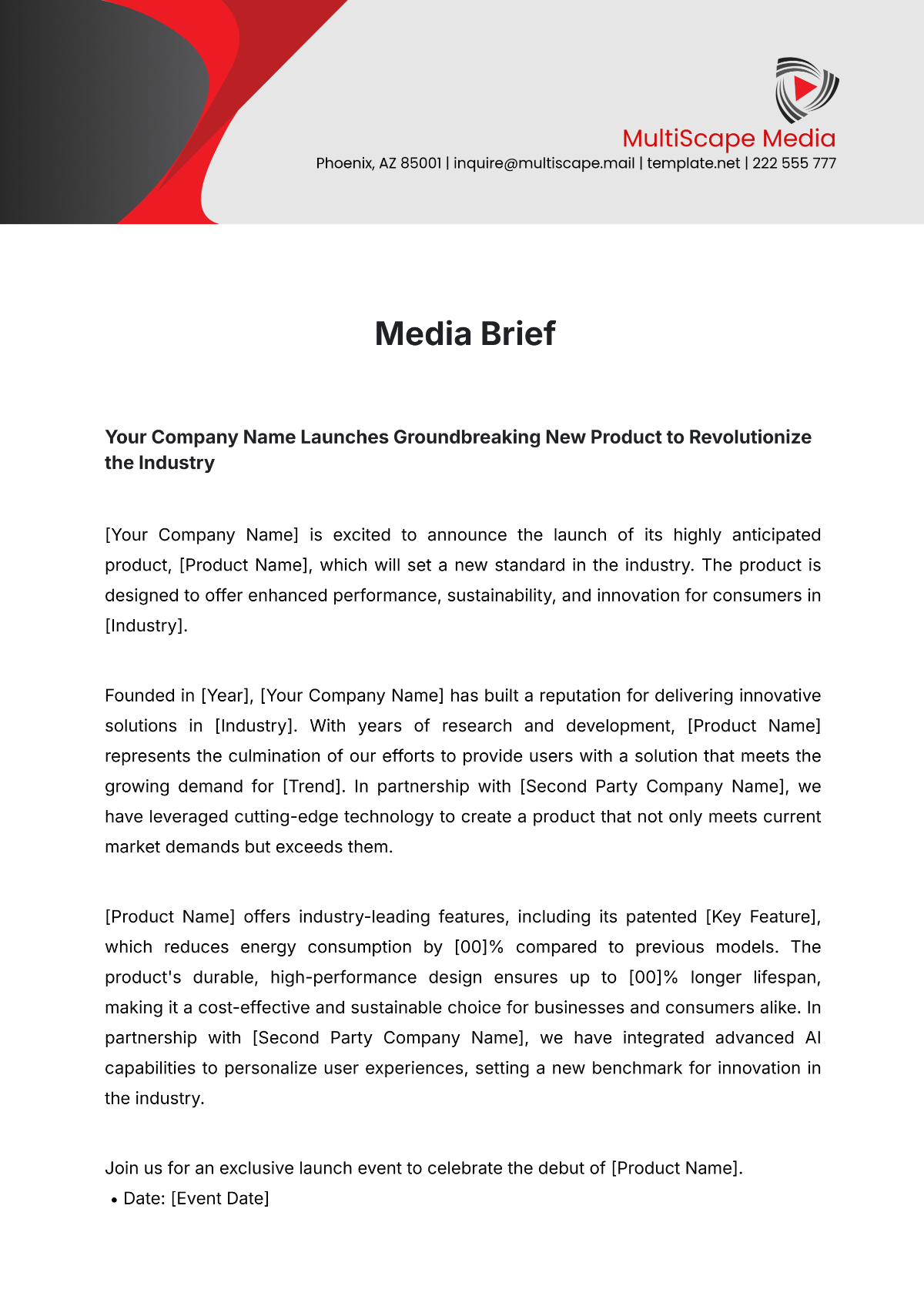 Media Brief Template - Edit Online & Download