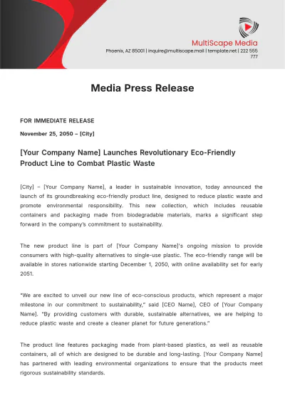 Free Media Press Release Template to Edit Online
