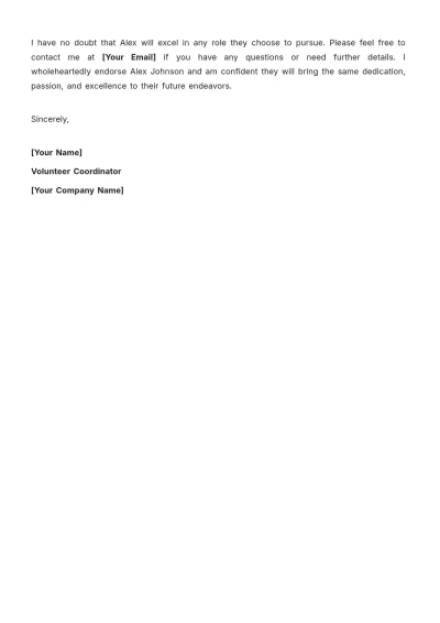 Free Volunteer Service Recommendation Letter Template to Edit Online