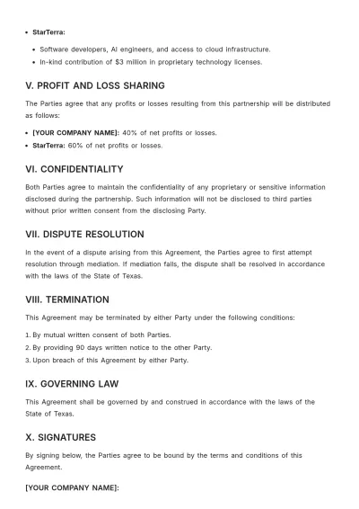 Free Partnership Agreement Between Two Parties Template to Edit Online