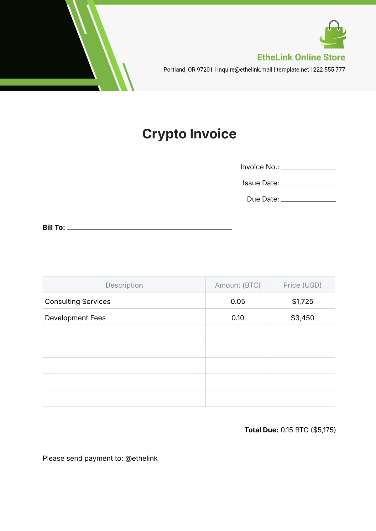 Crypto Invoice Template | Template.net