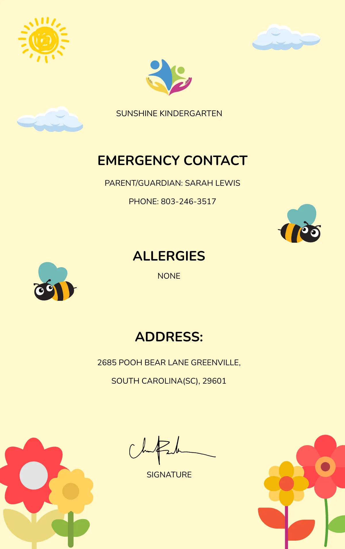 Free Kindergarten Student ID Card Template to Edit Online
