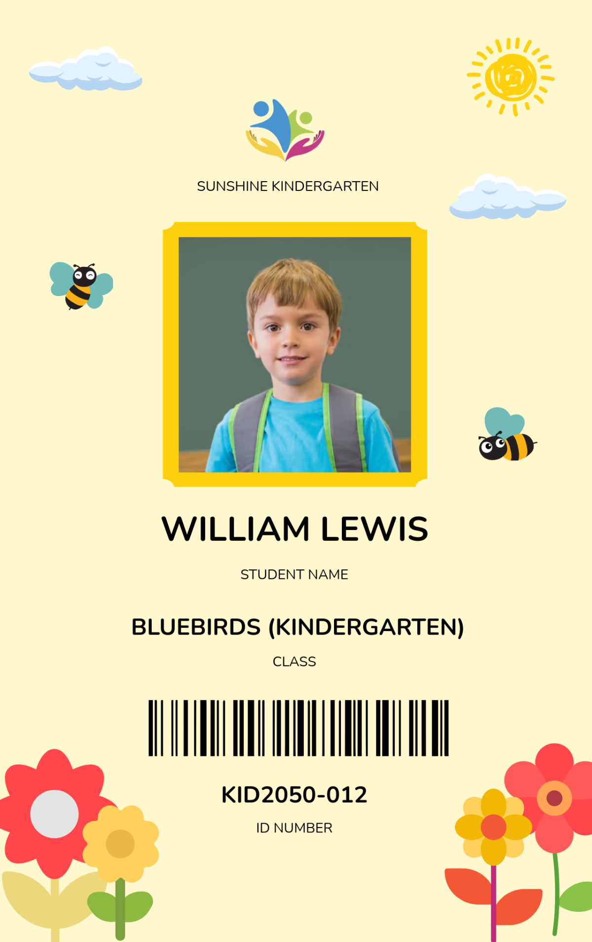 Free Kindergarten Student ID Card Template - Edit Online & Download