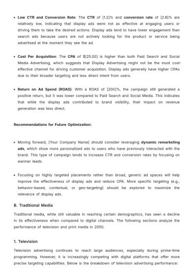 Free Media Performance Report Template to Edit Online