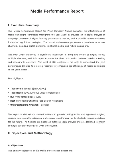 Free Media Performance Report Template to Edit Online