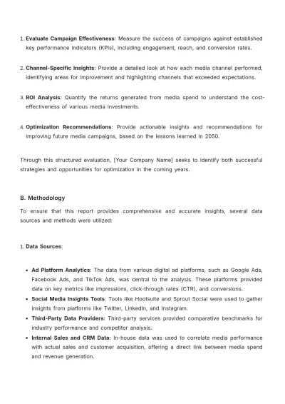 Free Media Performance Report Template to Edit Online