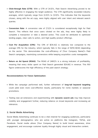 Free Media Performance Report Template to Edit Online