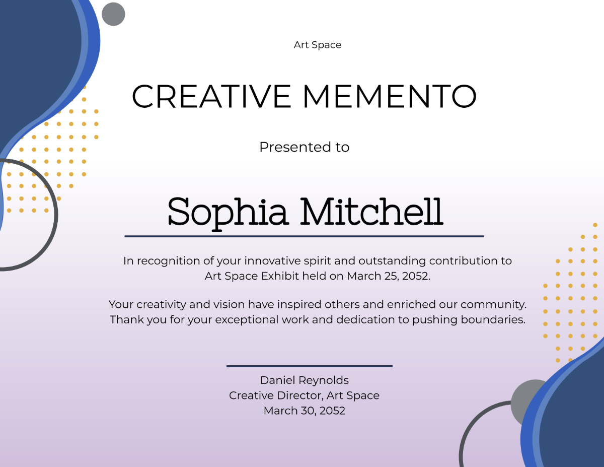 Free Creative Memento Certificate Template - Edit Online & Download