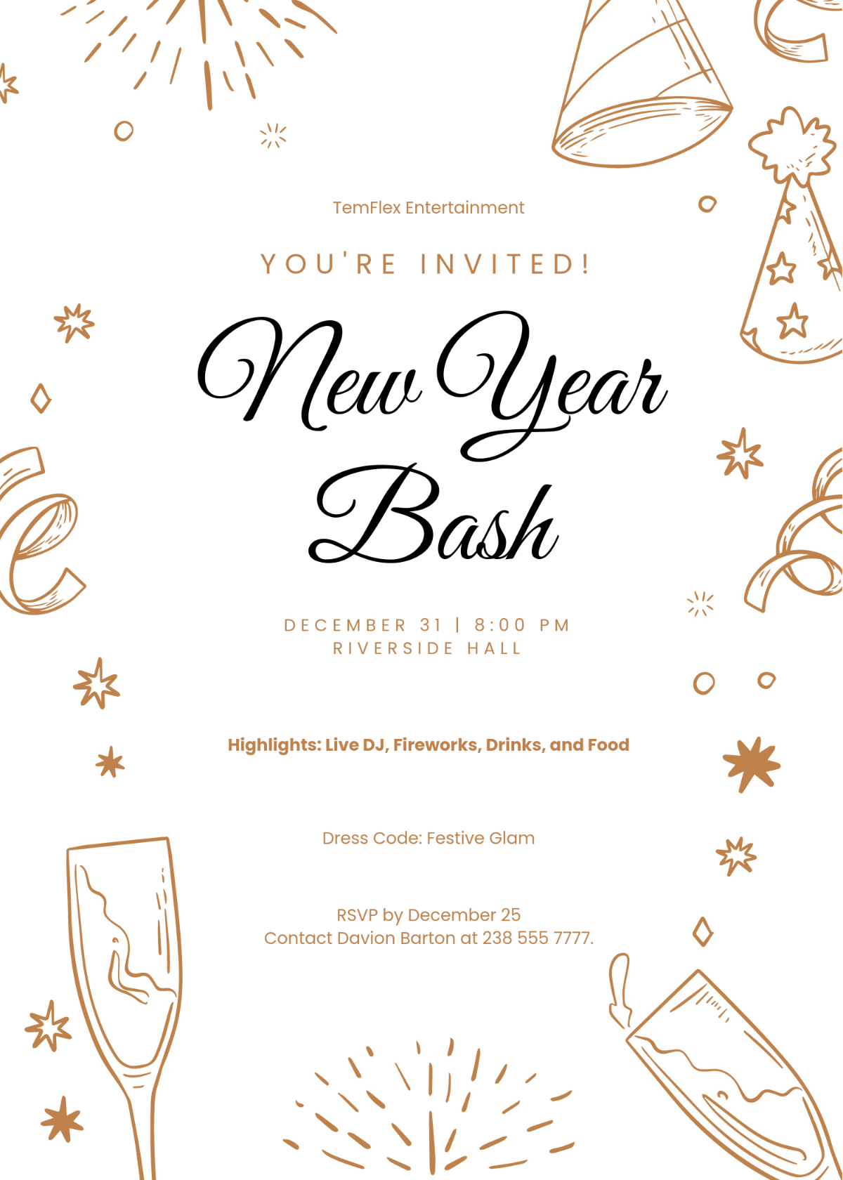 Printable New Year Party Invitation