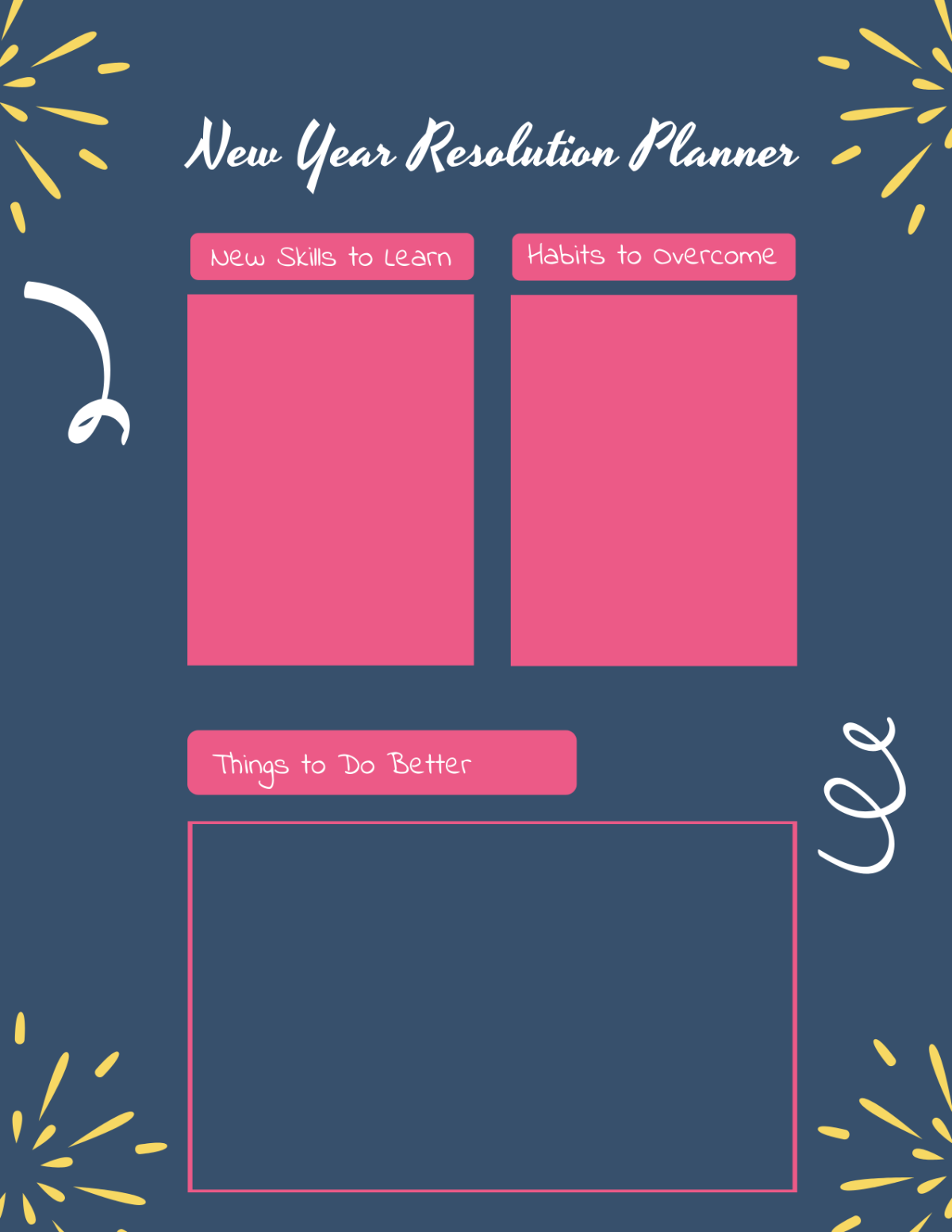 Free New Year Resolutions Planner Template