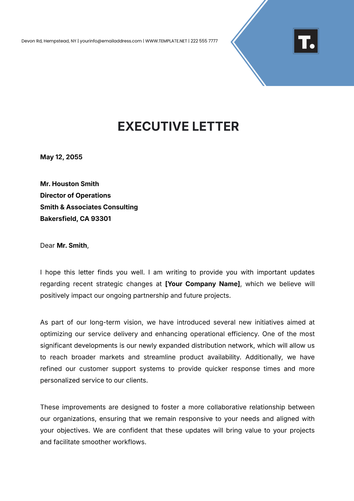 Executive Letter Template - Edit Online & Download