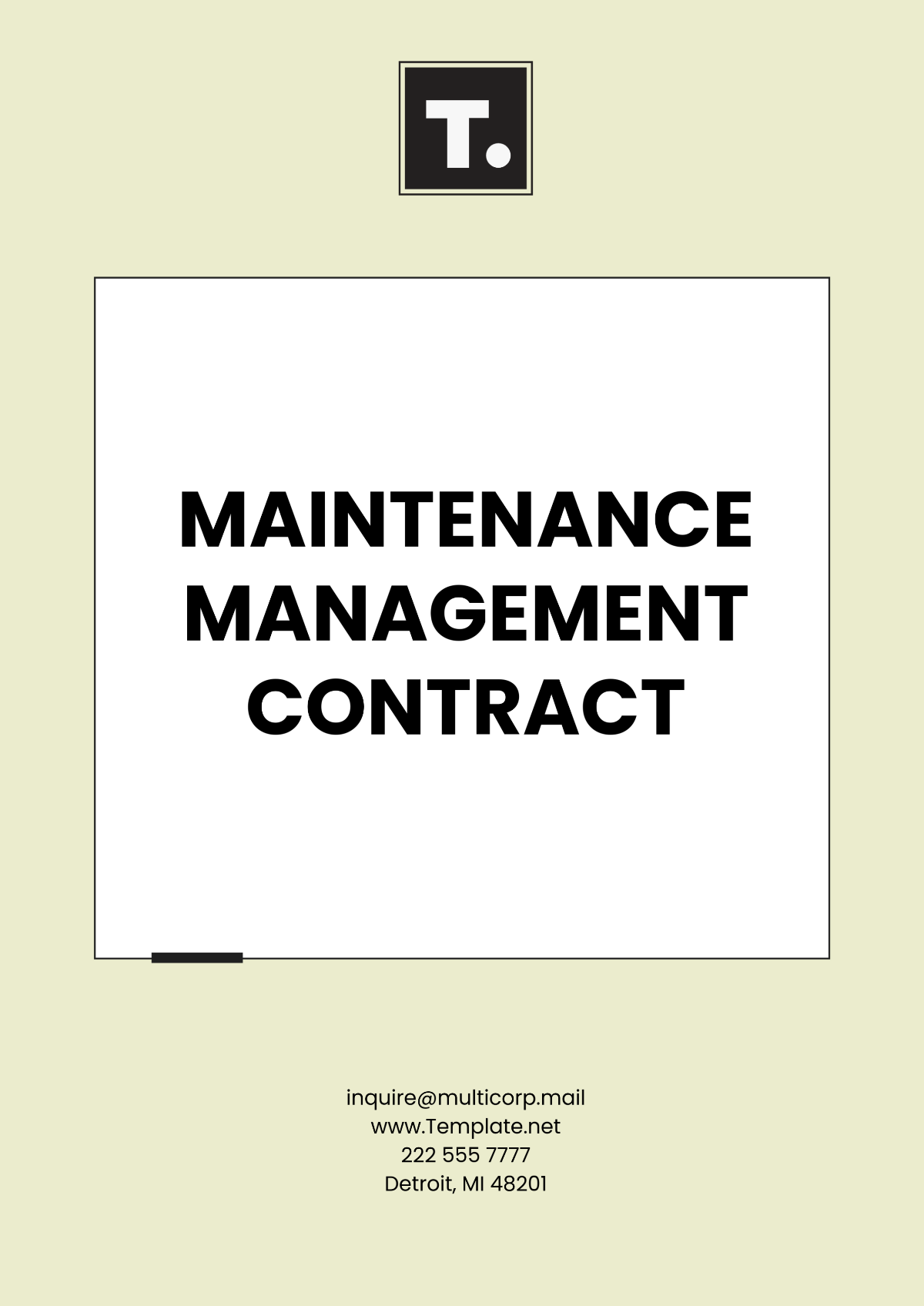 Maintenance Management Contract Template - Edit Online & Download