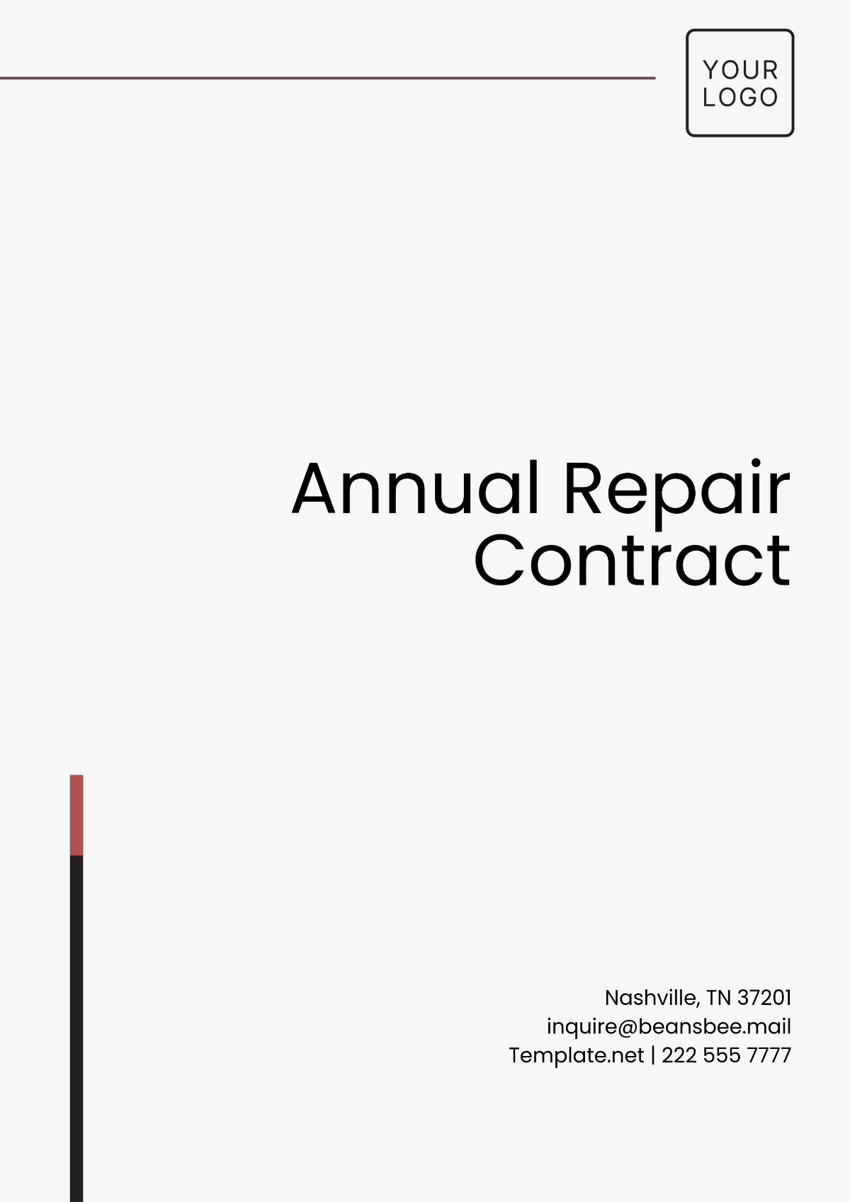 Simple Annual Repair Contract Template - Edit Online & Download