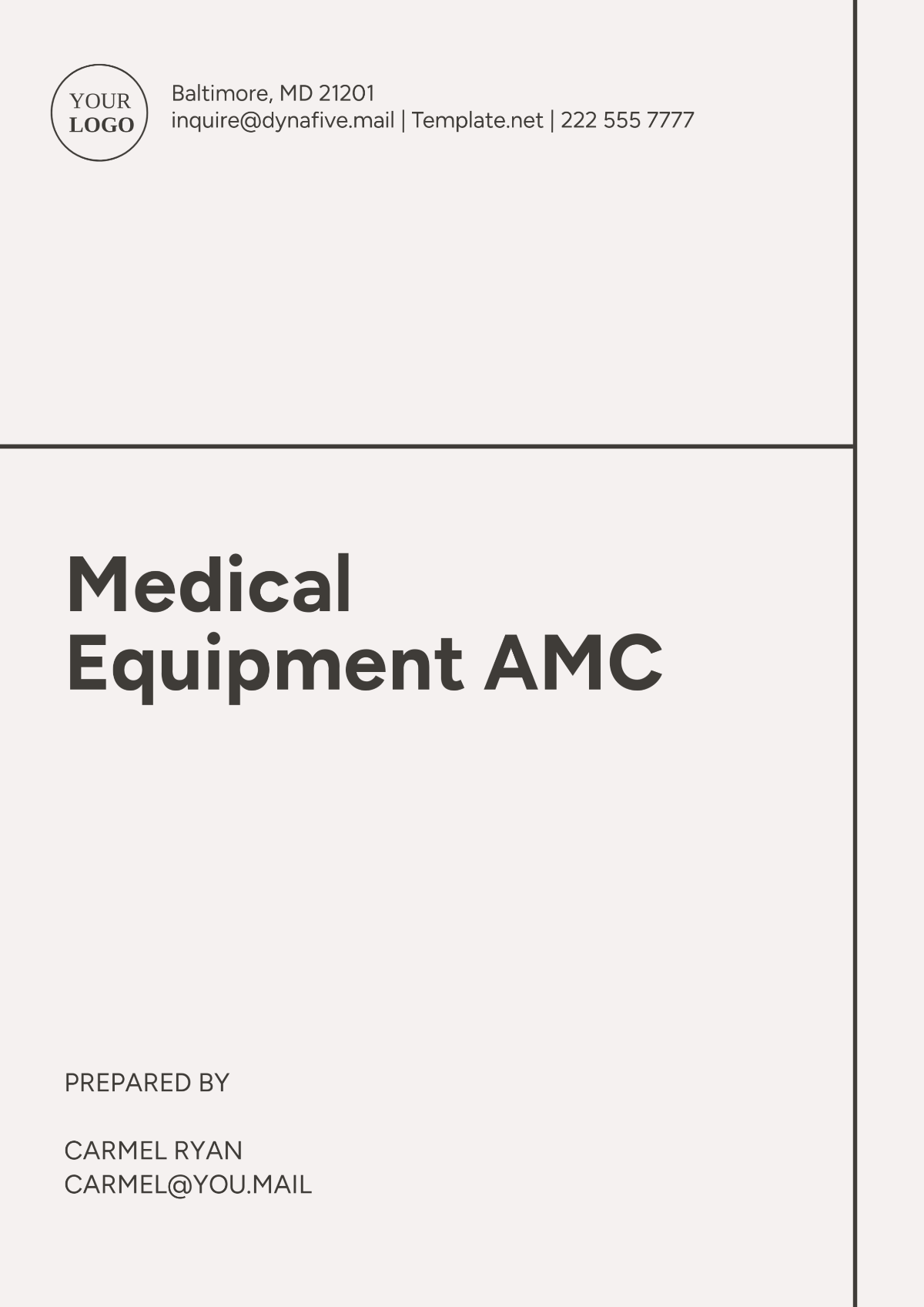 Medical Equipment AMC Template - Edit Online & Download