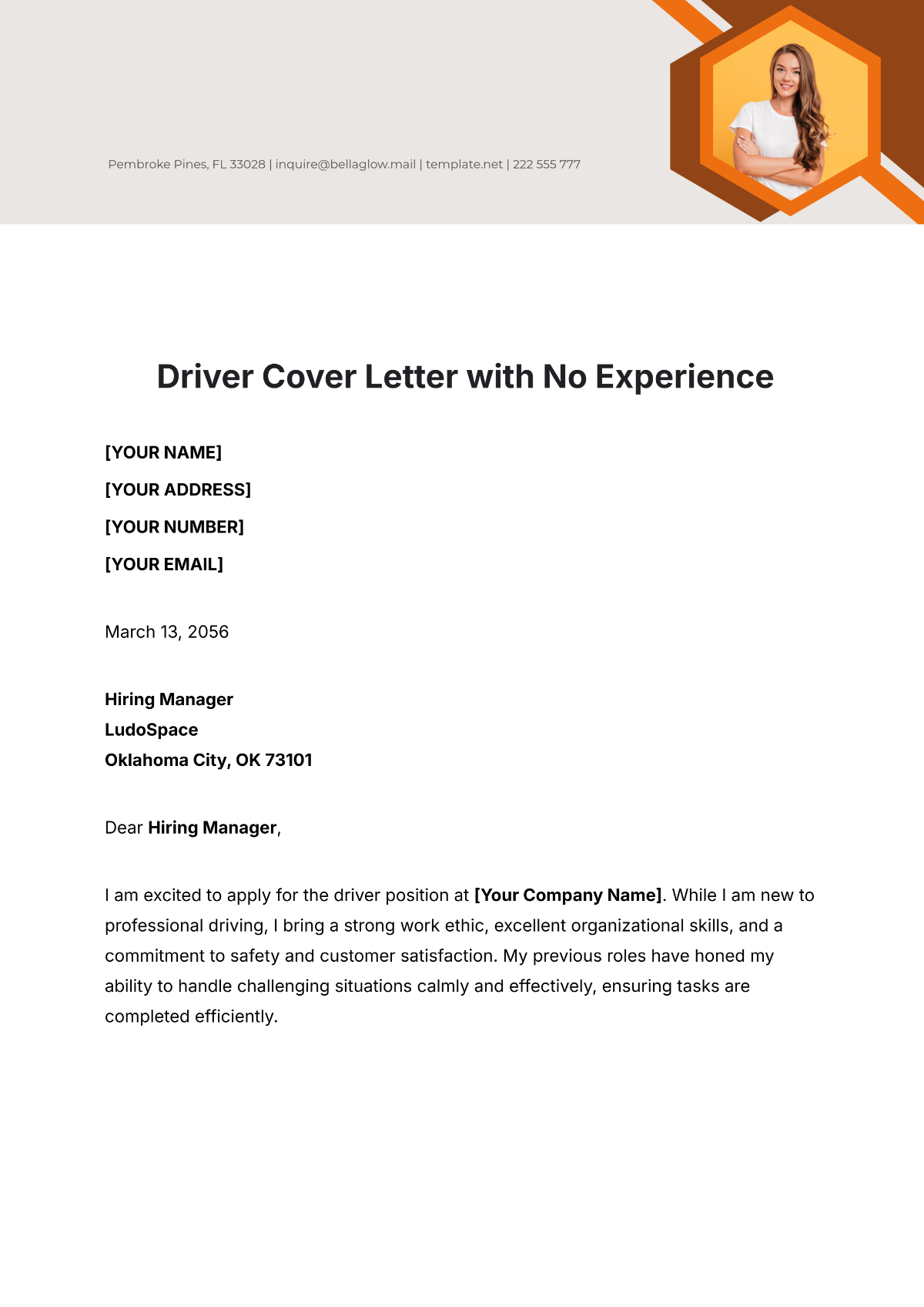 Driver Cover Letter with No Experience Template - Edit Online & Download