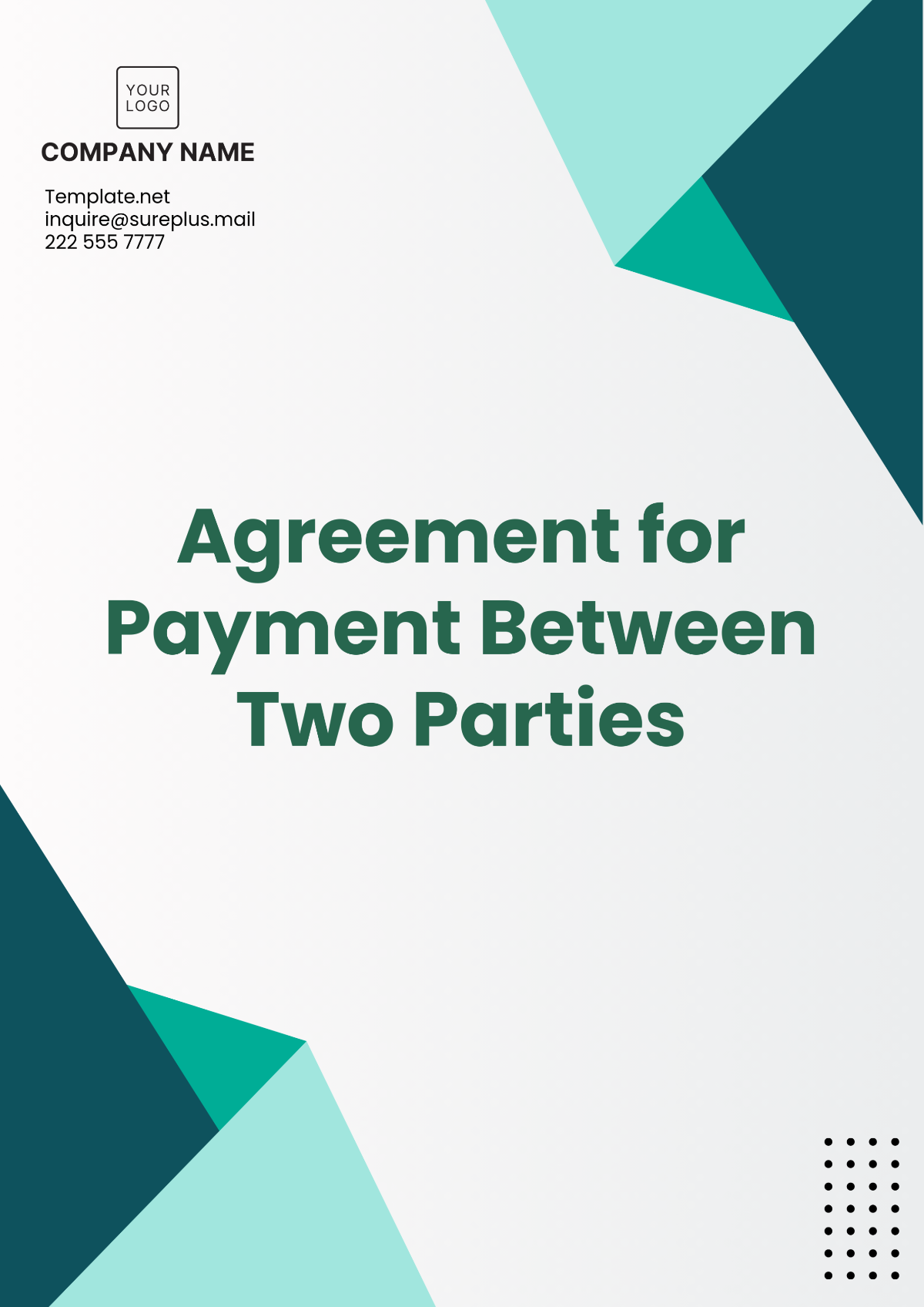 Professional Agreement for Payment Between Two Parties Template - Edit Online & Download