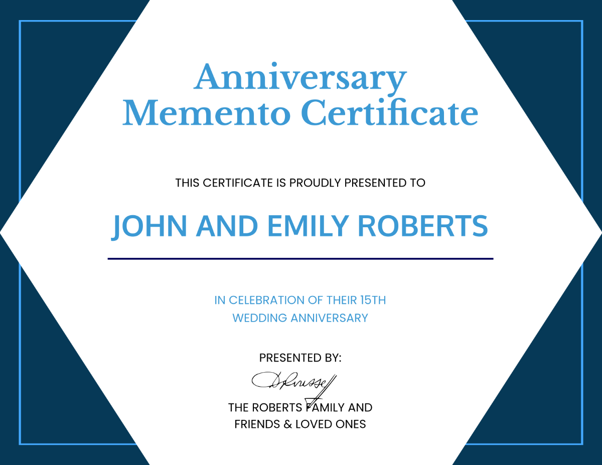 Anniversary Memento Certificate