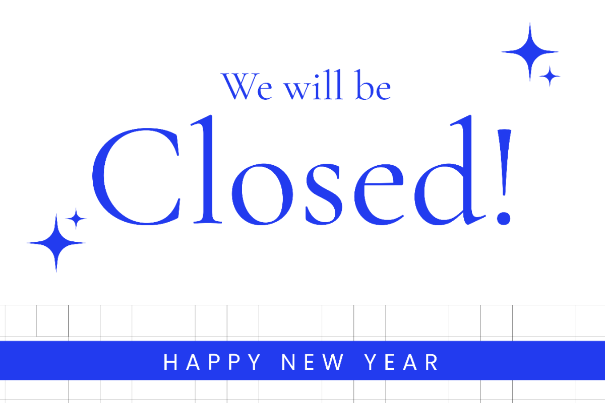 Free Closed for New Year Sign Template