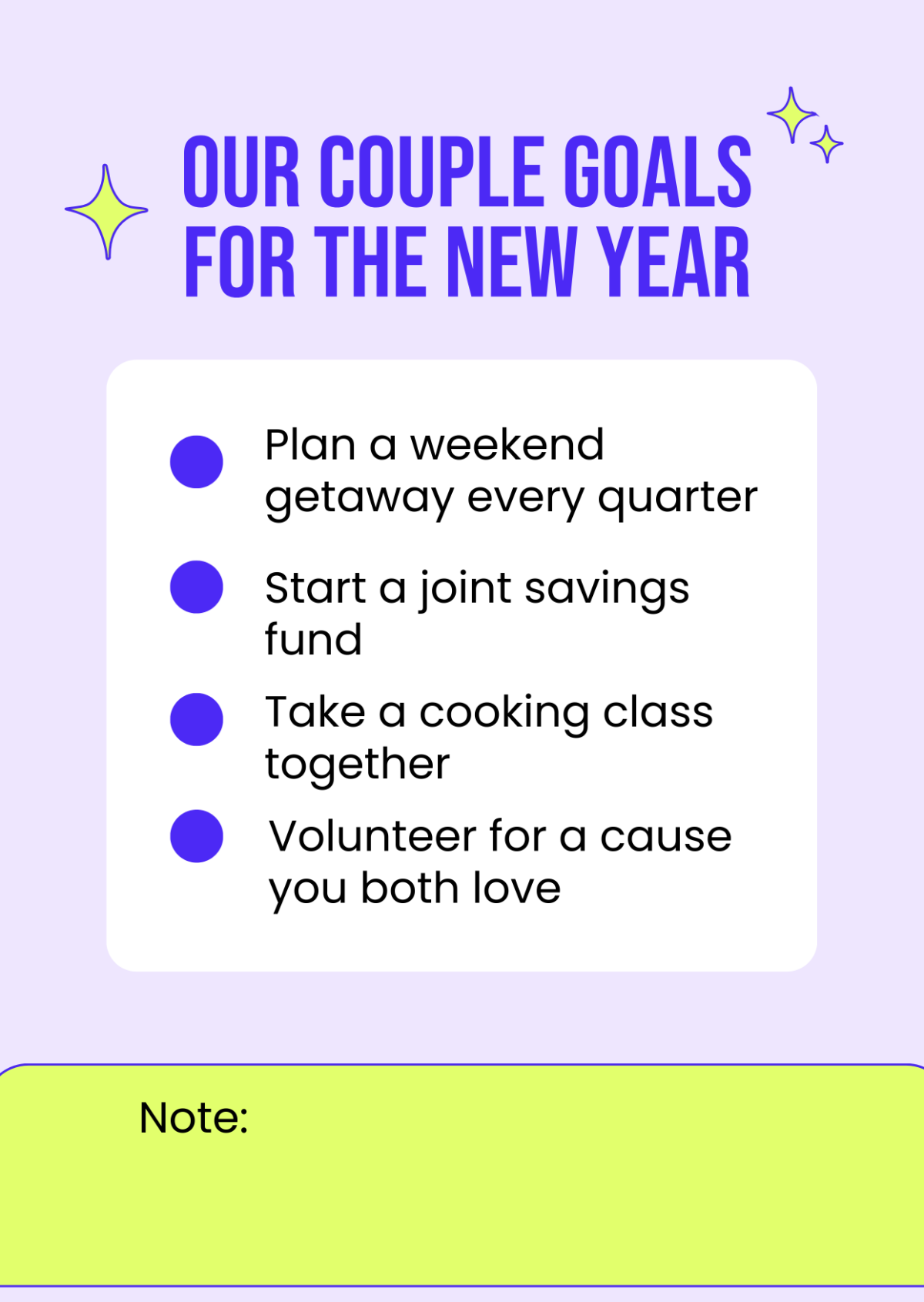 Free New Year Couple Goal Template