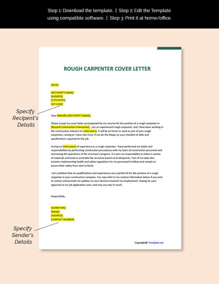Rough Carpenter Cover Letter Template