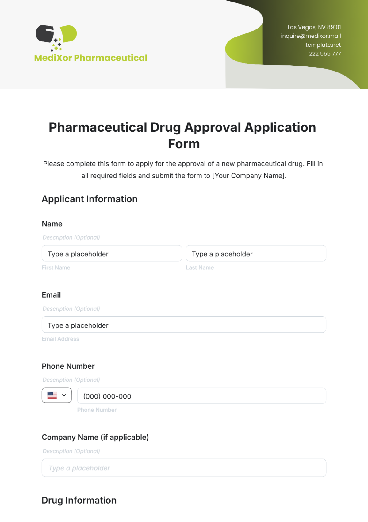 Pharmaceutical Drug Approval Application Form Template - Edit Online & Download