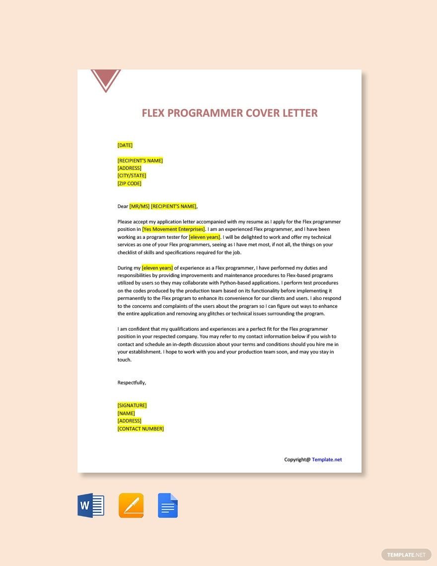 Flex Programmer Cover Letter