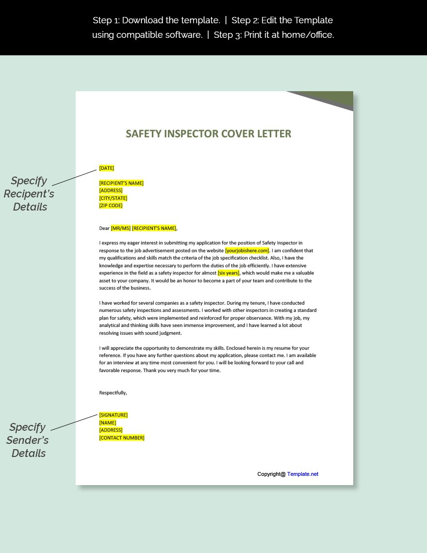 Safety Inspector Cover Letter