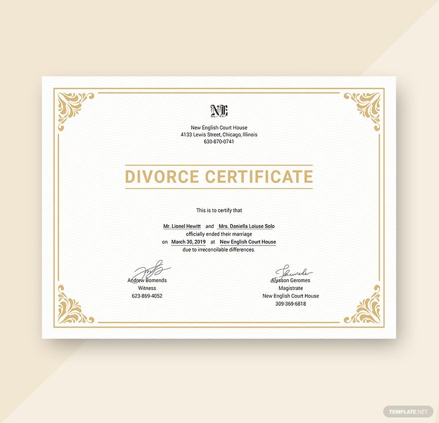 Indian Divorce Certificate In Illustrator Word PSD Download