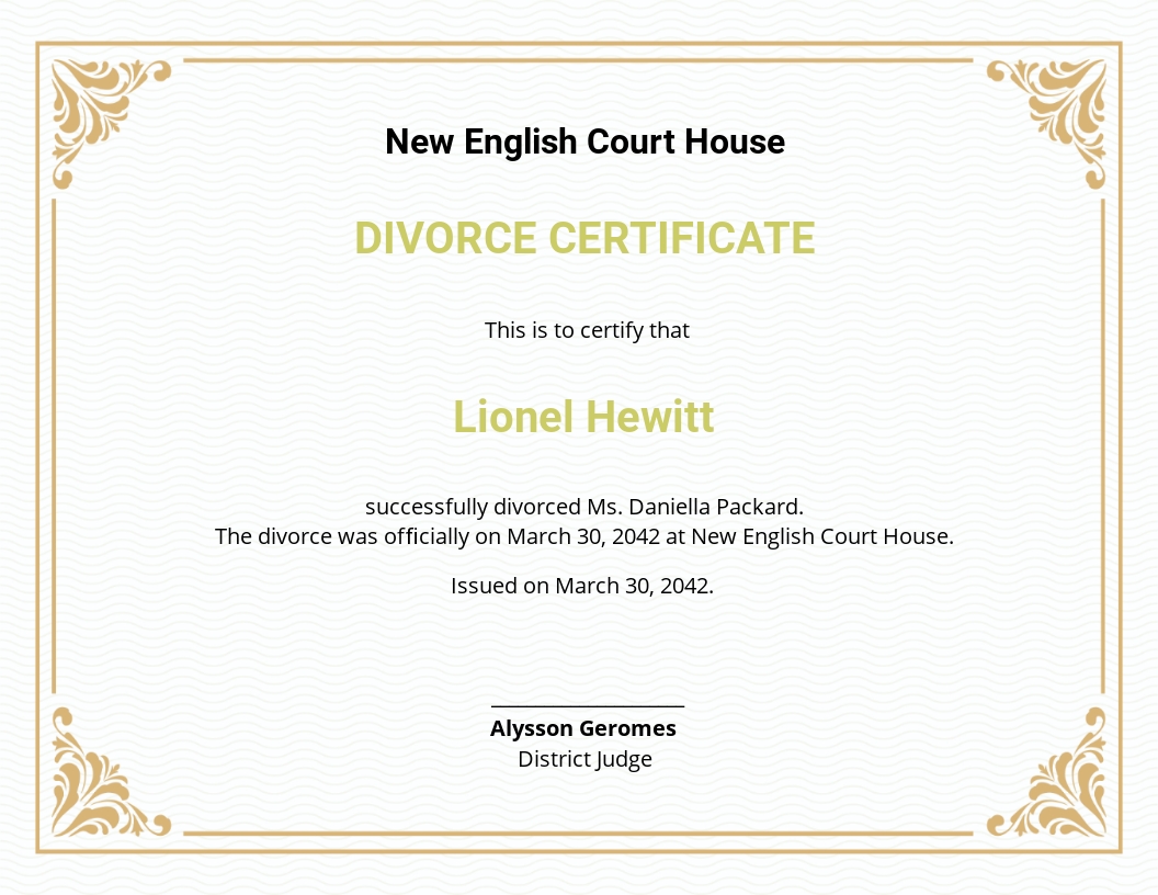  Divorce Certificate Template Free PDF Word PSD InDesign Apple 