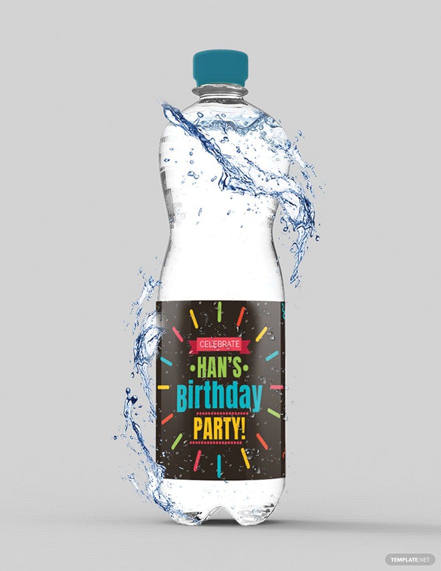 Birthday Water Bottle Label Template