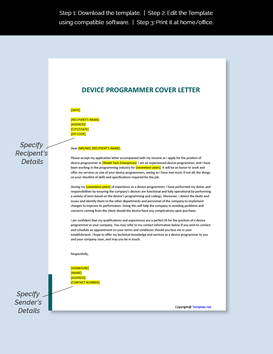 Device Programmer Cover Letter