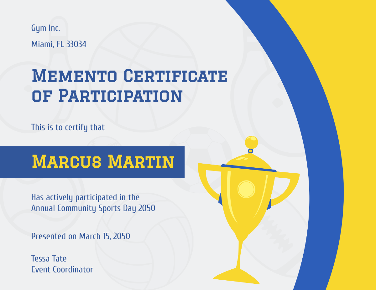 Free Event Participation Memento Certificate Template - Edit Online & Download