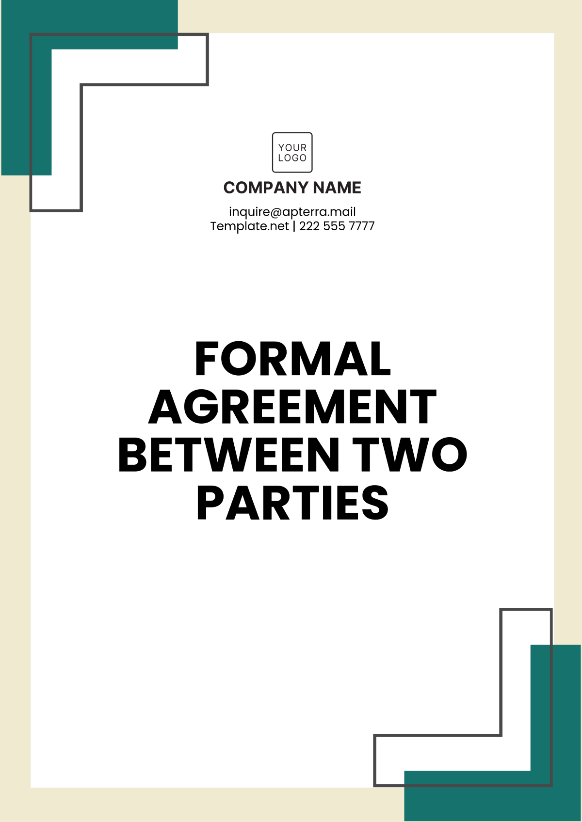 Formal Agreement Between Two Parties Design Template - Edit Online & Download