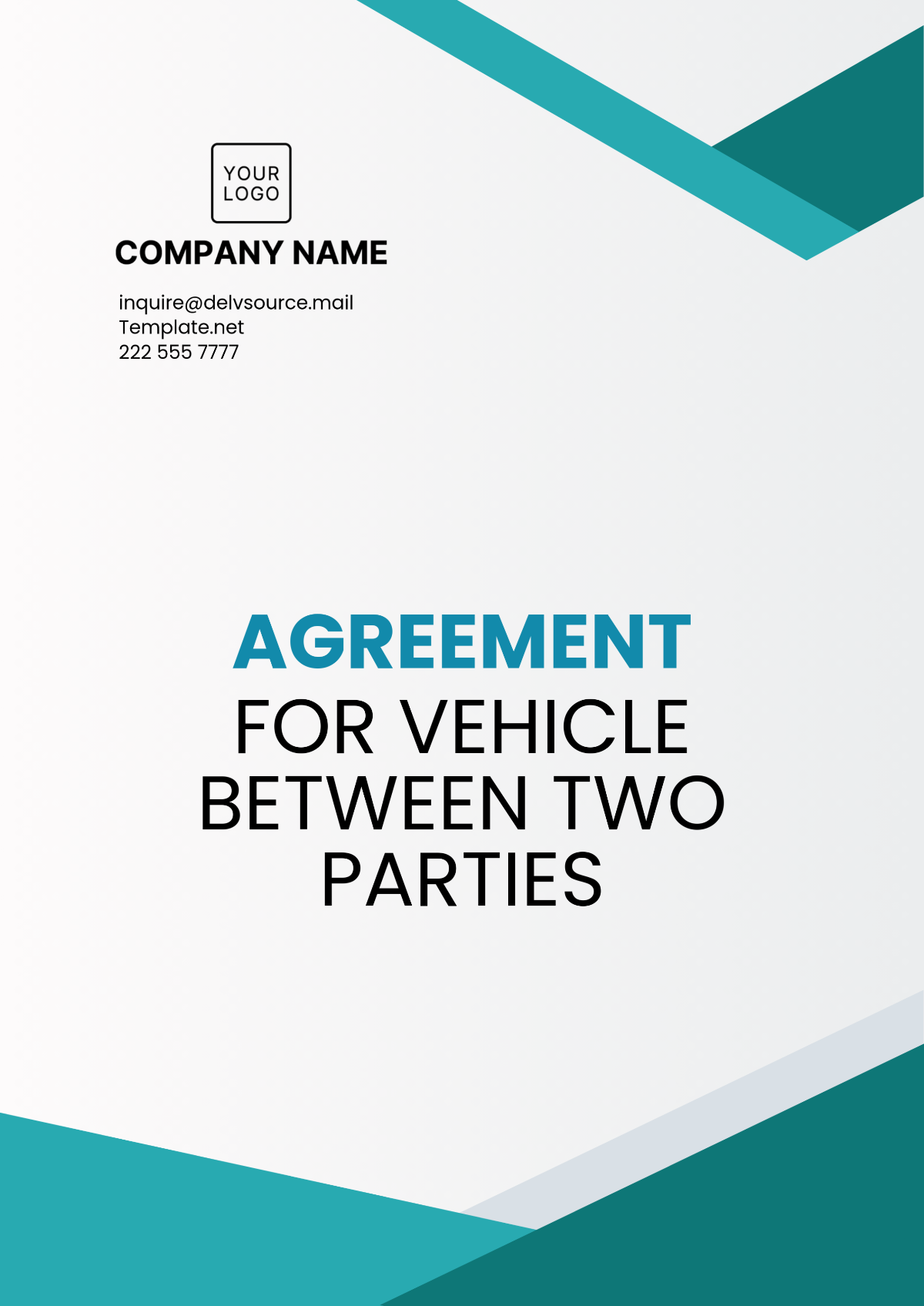 Agreement for Vehicle Between Two Parties Template - Edit Online & Download