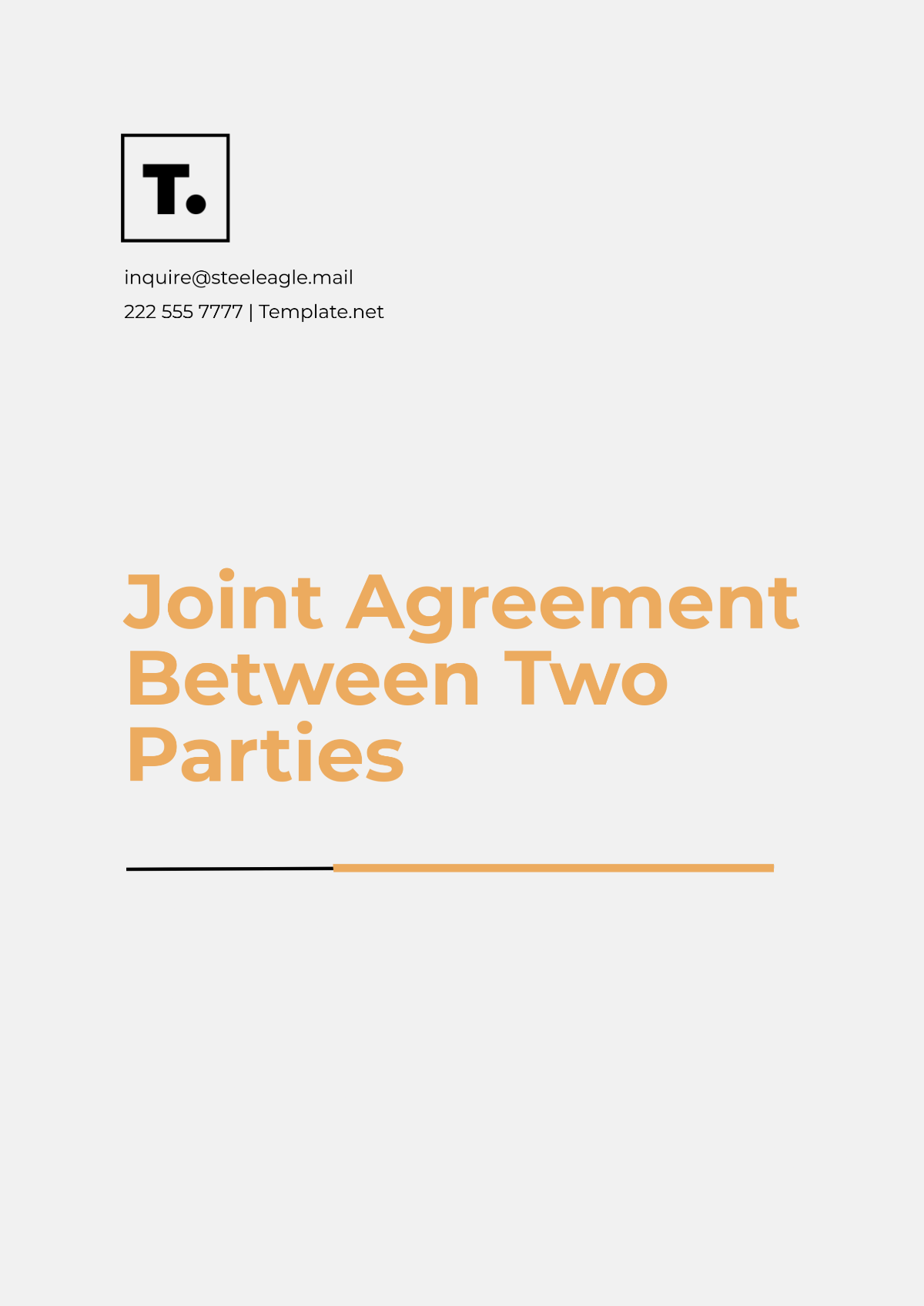 Joint Agreement Between Two Parties Template - Edit Online & Download