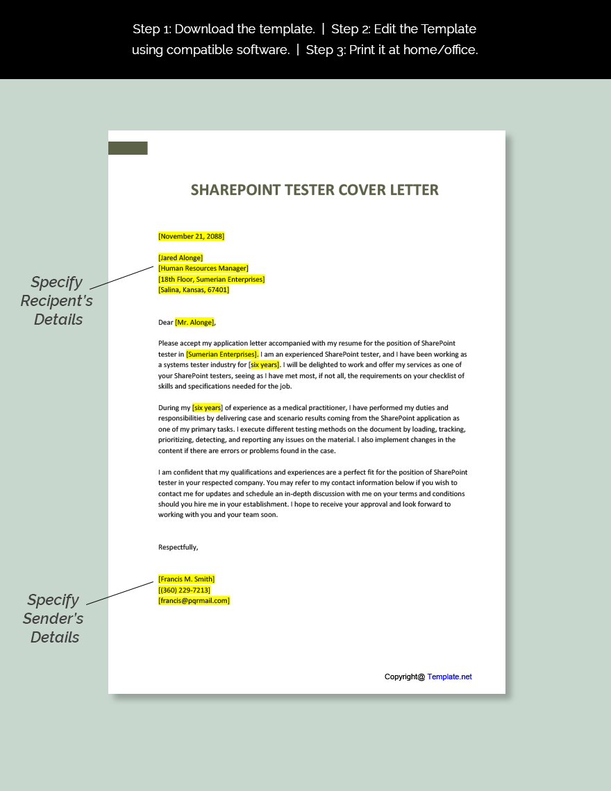 Sharepoint Tester Cover Letter