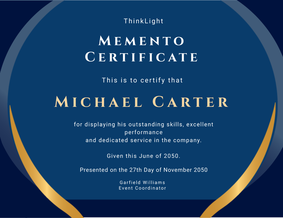 Grand Event Memento Certificate Template - Edit Online & Download