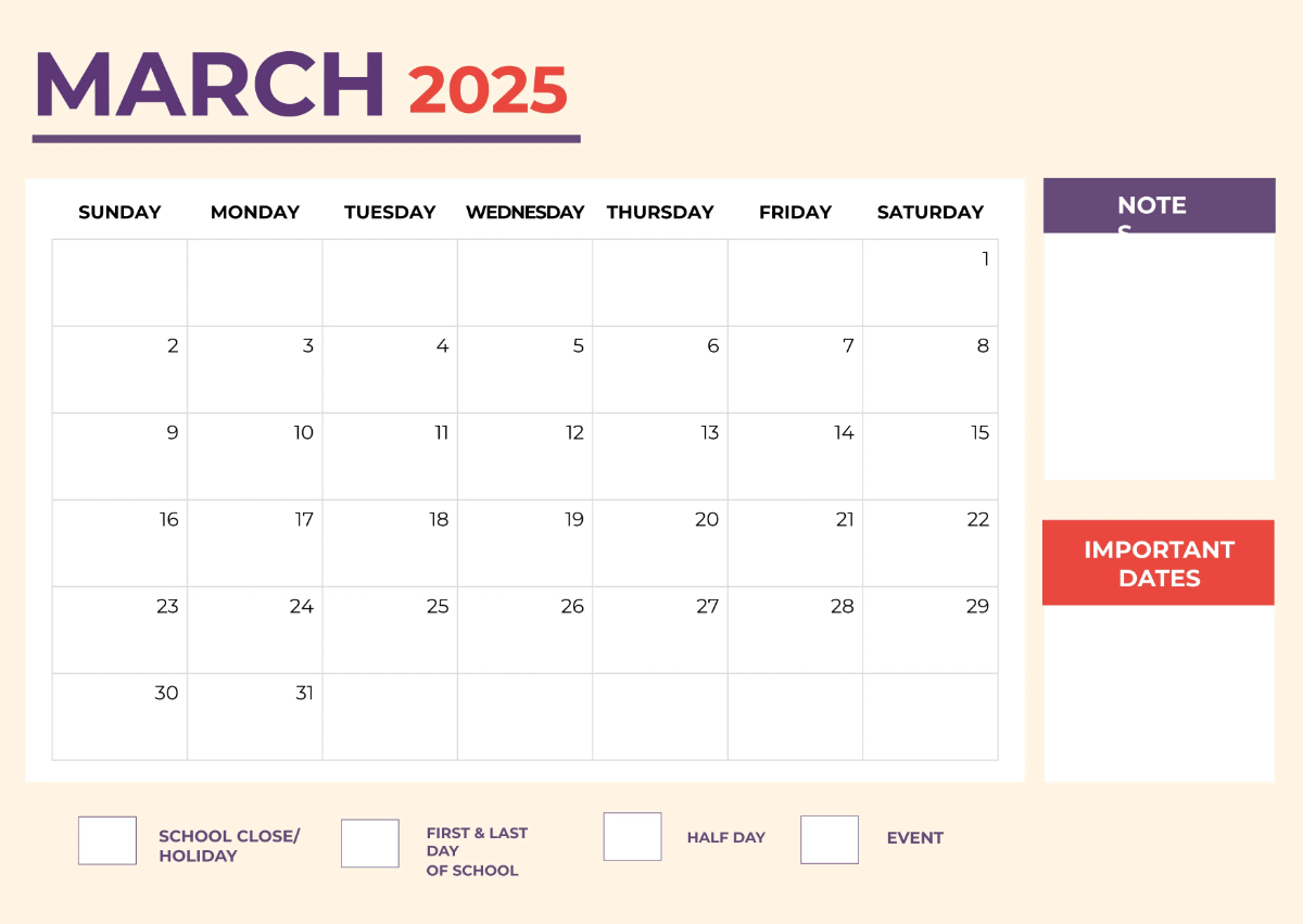 Free 2025 Academic Calendar Template to Edit Online