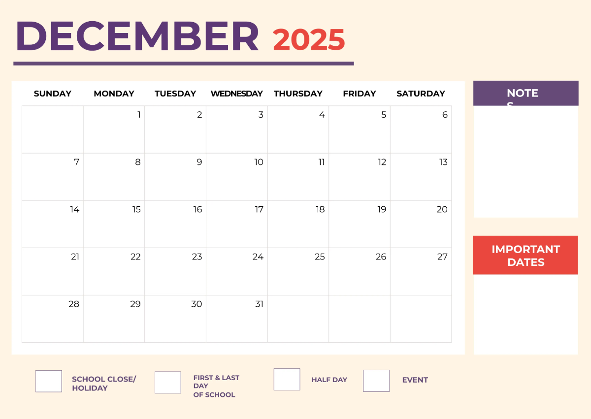 Free 2025 Academic Calendar Template to Edit Online
