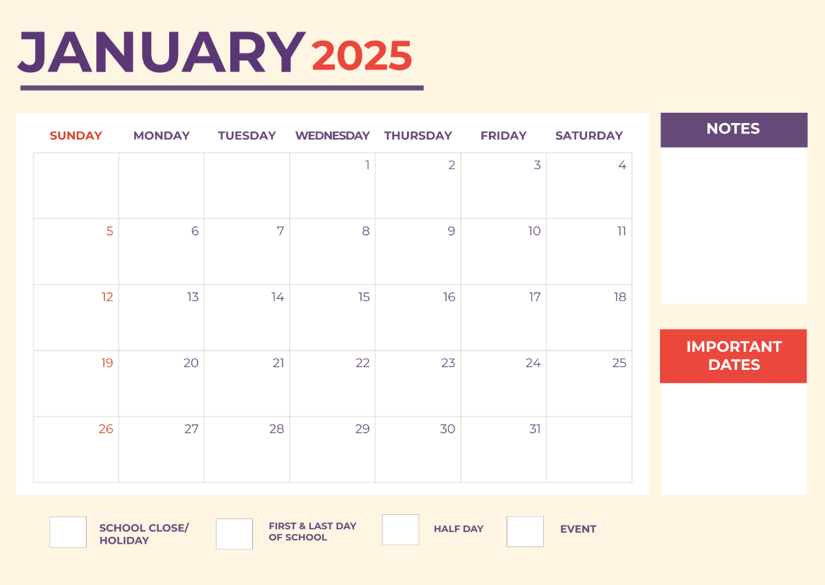 Free 2025 Academic Calendar Template