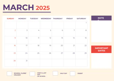 Free 2025 Academic Calendar Template to Edit Online