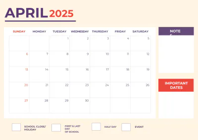 Free 2025 Academic Calendar Template to Edit Online