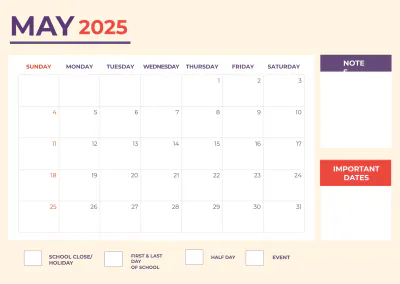 Free 2025 Academic Calendar Template to Edit Online