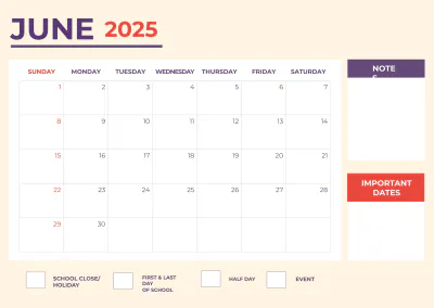 Free 2025 Academic Calendar Template to Edit Online
