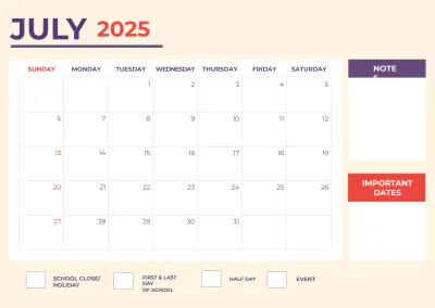 Free 2025 Academic Calendar Template to Edit Online