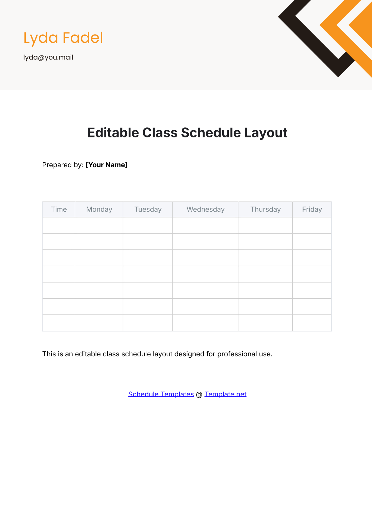 Editable Class Schedule Layout Template - Edit Online & Download